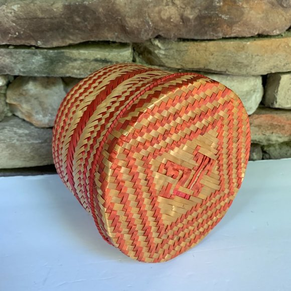3 Box Set Baskets Red Stacking Graduated Dog Motif Boho Storage Decor Organizing - Picture 6 of 16